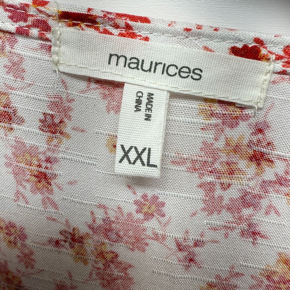 Maurice’s Floral Boho Deep V-neck Faux Tie Front Blouse/Top Size XXL - Picture 7 of 11
